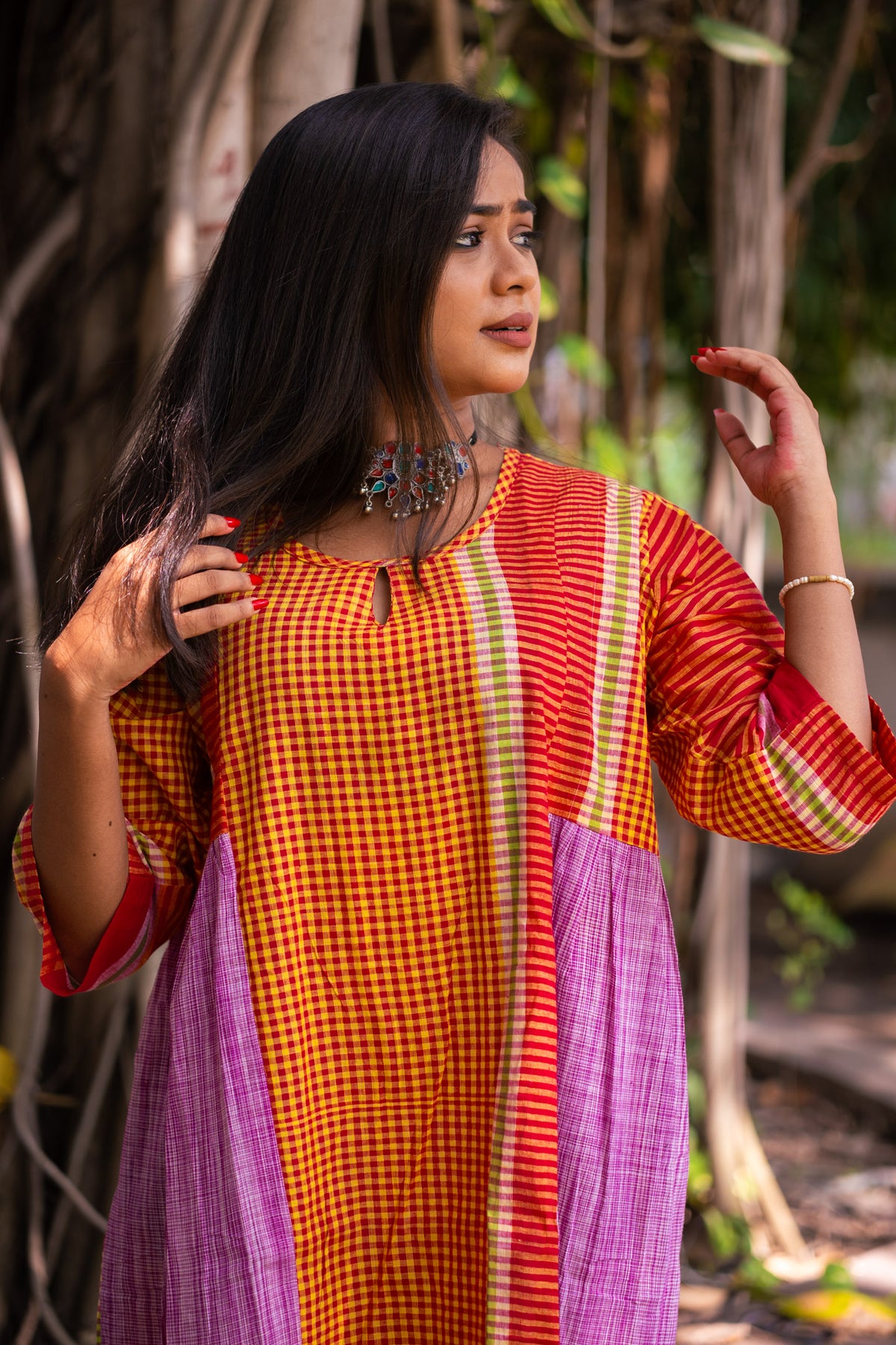 Golapi Gamcha Dress - Uttariya