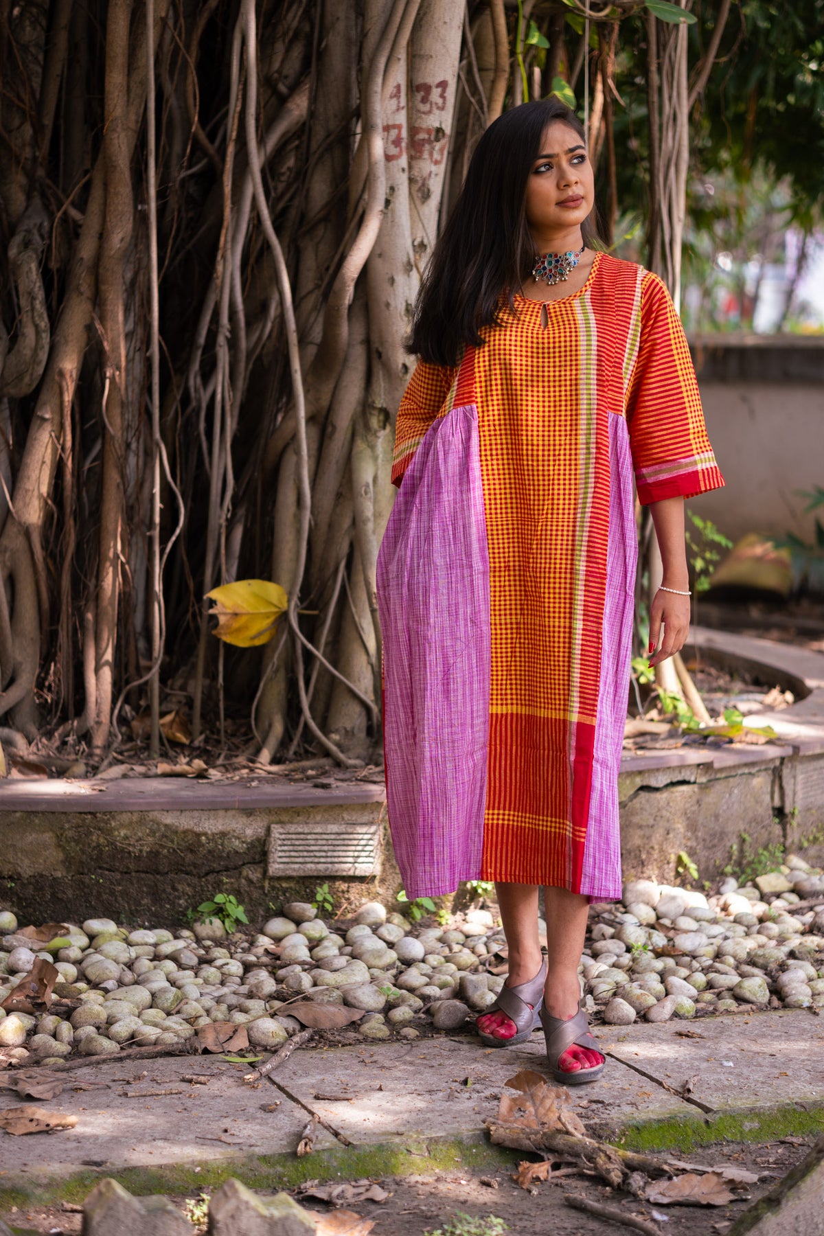 Golapi Gamcha Dress - Uttariya