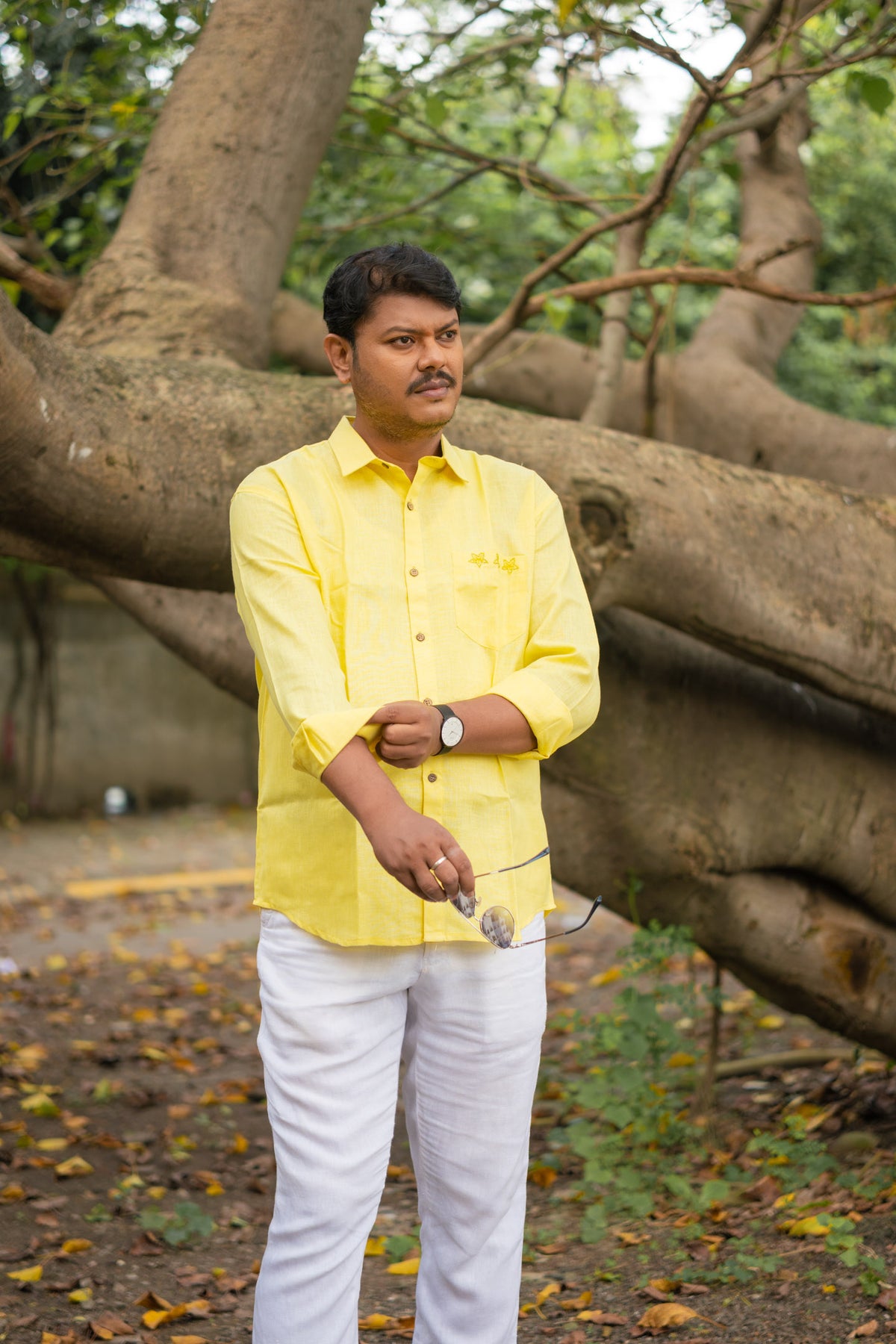 Champa Hand Embroidered Linen Shirt - Uttariya