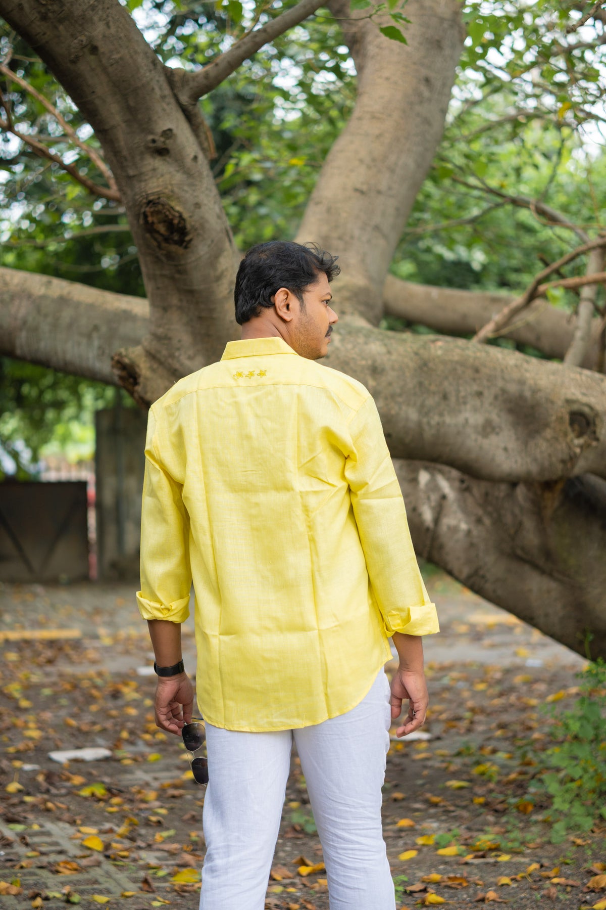 Champa Hand Embroidered Linen Shirt - Uttariya