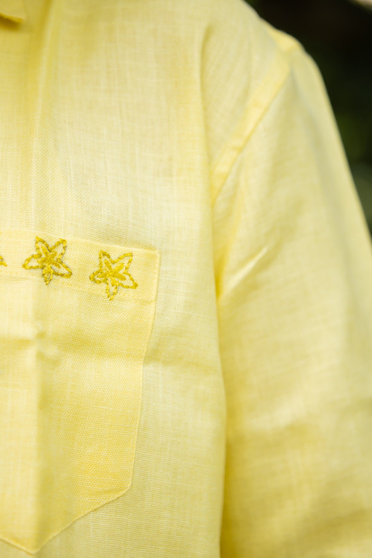 Champa Hand Embroidered Linen Shirt - Uttariya
