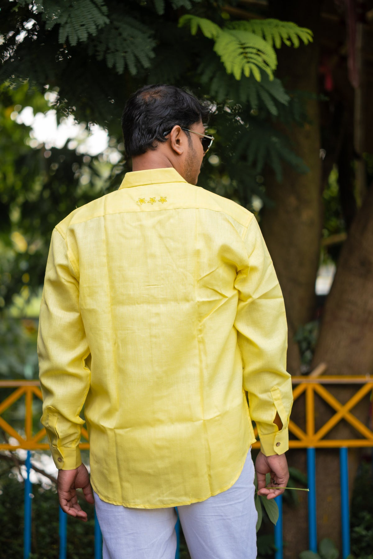 Champa Hand Embroidered Linen Shirt - Uttariya
