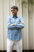 Damodar  Hand Embroidered Linen Shirt