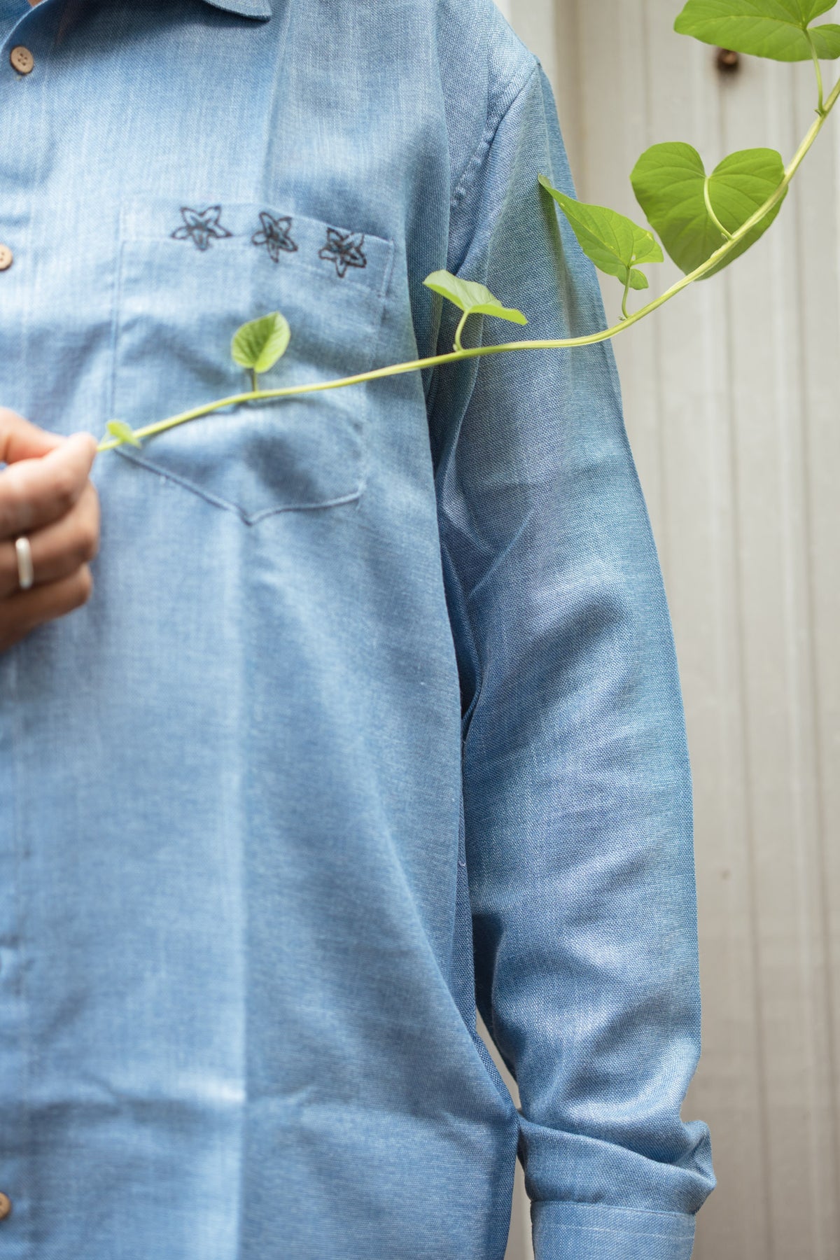 Damodar  Hand Embroidered Linen Shirt