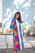 Rongini Gamcha Weave Panelled Midi Dress