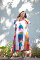 Rongini Gamcha Weave Panelled Midi Dress