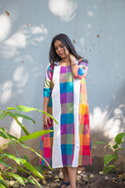 Rongini Gamcha Weave Panelled Midi Dress