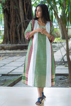 Shyamoli Gamcha Weave Panelled Midi Dress