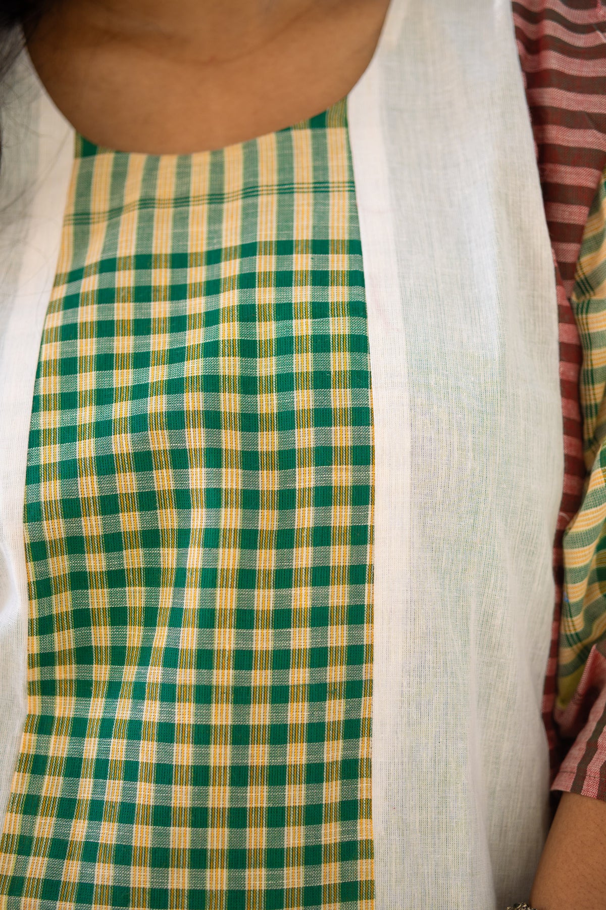 Shyamoli Gamcha Weave Panelled Midi Dress