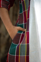 Paar Gamcha Weave Panelled Midi Dress