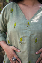 Lata Hand Embroidered Linen Dress
