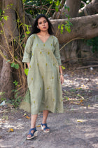 Lata Hand Embroidered Linen Dress