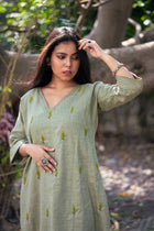 Lata Hand Embroidered Linen Dress