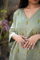 Lata Hand Embroidered Linen Dress