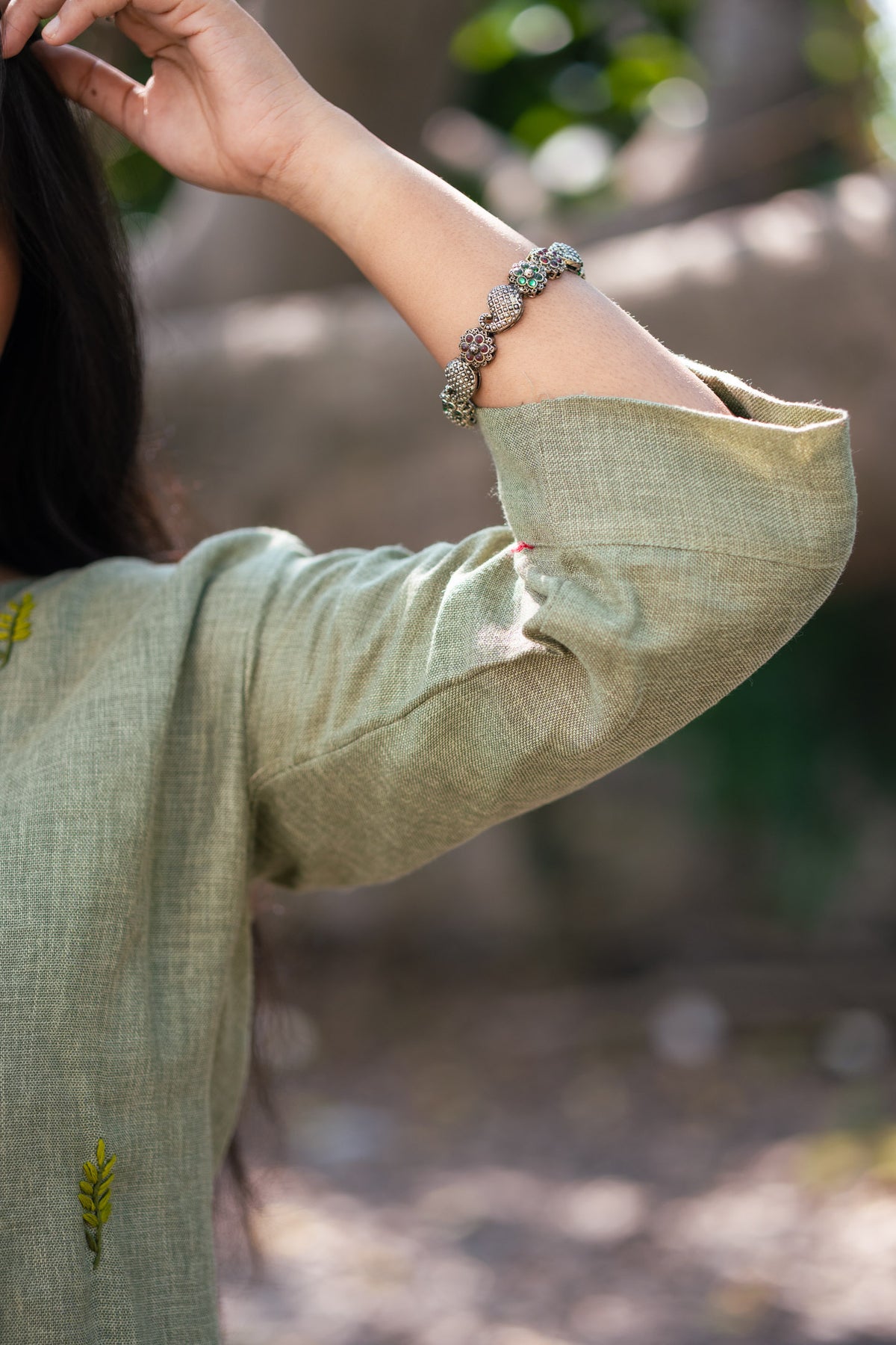Lata Hand Embroidered Linen Dress