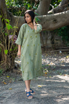Lata Hand Embroidered Linen Dress