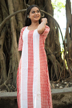 Sindoori Gamcha Weave Panelled Midi Dress