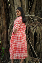Sindoori Gamcha Weave Panelled Midi Dress