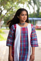 Baishakhi Gamcha Weave Panelled Midi Dress