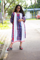 Baishakhi Gamcha Weave Panelled Midi Dress