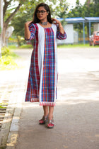 Baishakhi Gamcha Weave Panelled Midi Dress