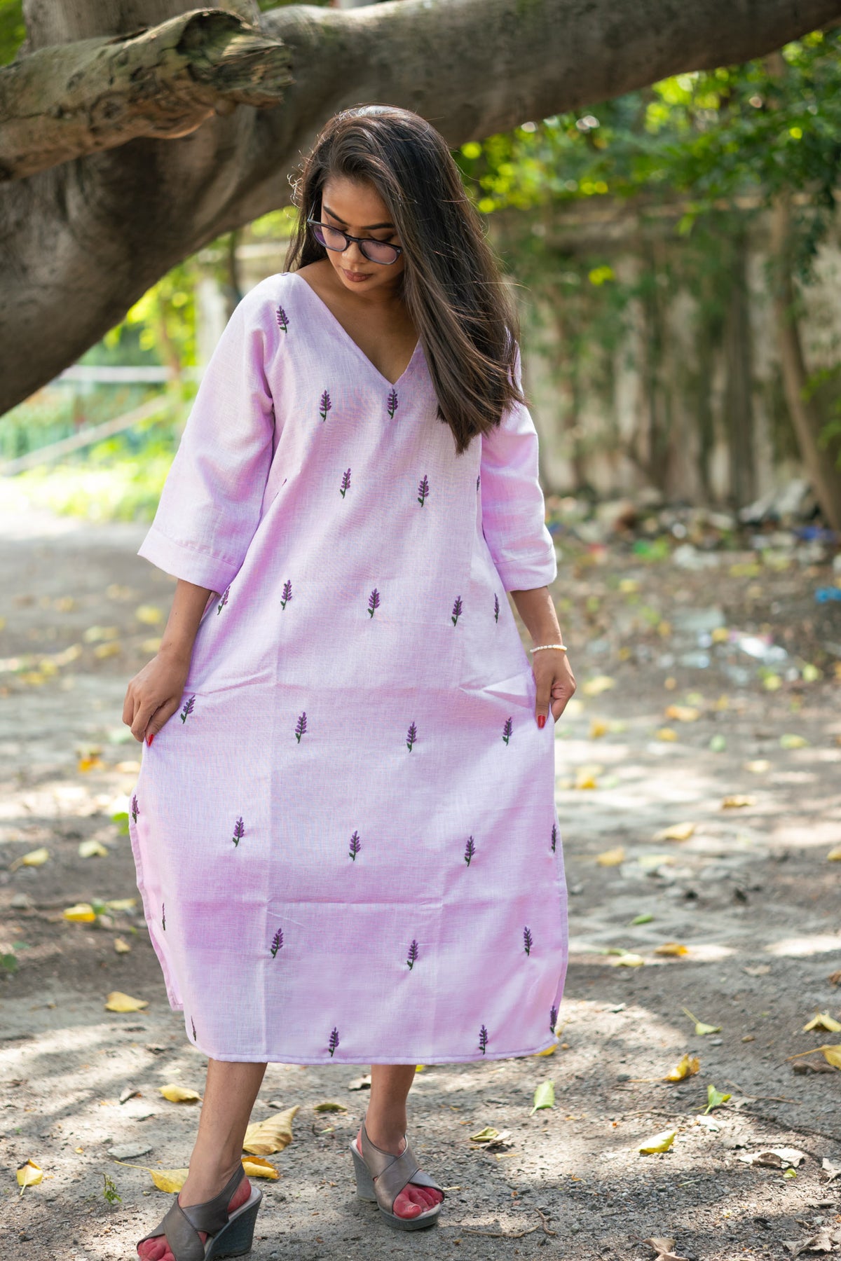 Jamuni Hand Embroidered Linen Dress