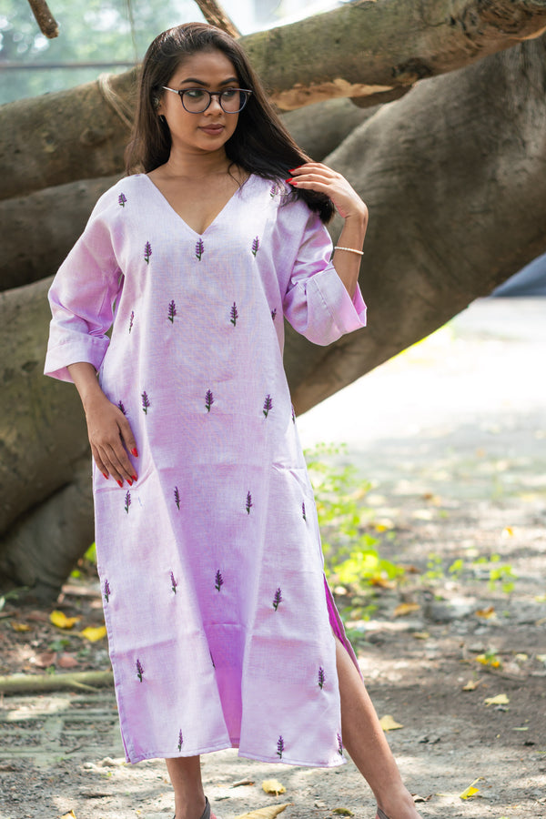 Jamuni Hand Embroidered Linen Dress