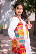 Shikha Gamcha Weave Panelled Midi Dress