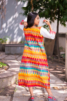 Shikha Gamcha Weave Panelled Midi Dress