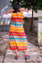 Shikha Gamcha Weave Panelled Midi Dress