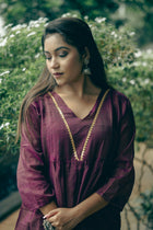 Purple  Cotton Midi Dress with Minimal Detailing