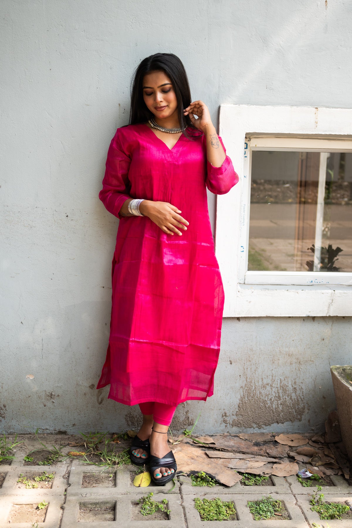 Pink love Tissue Kurti