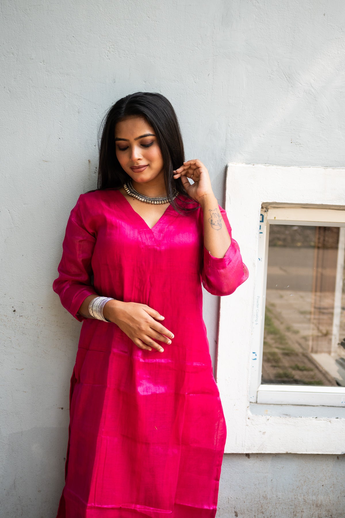 Pink love Tissue Kurti