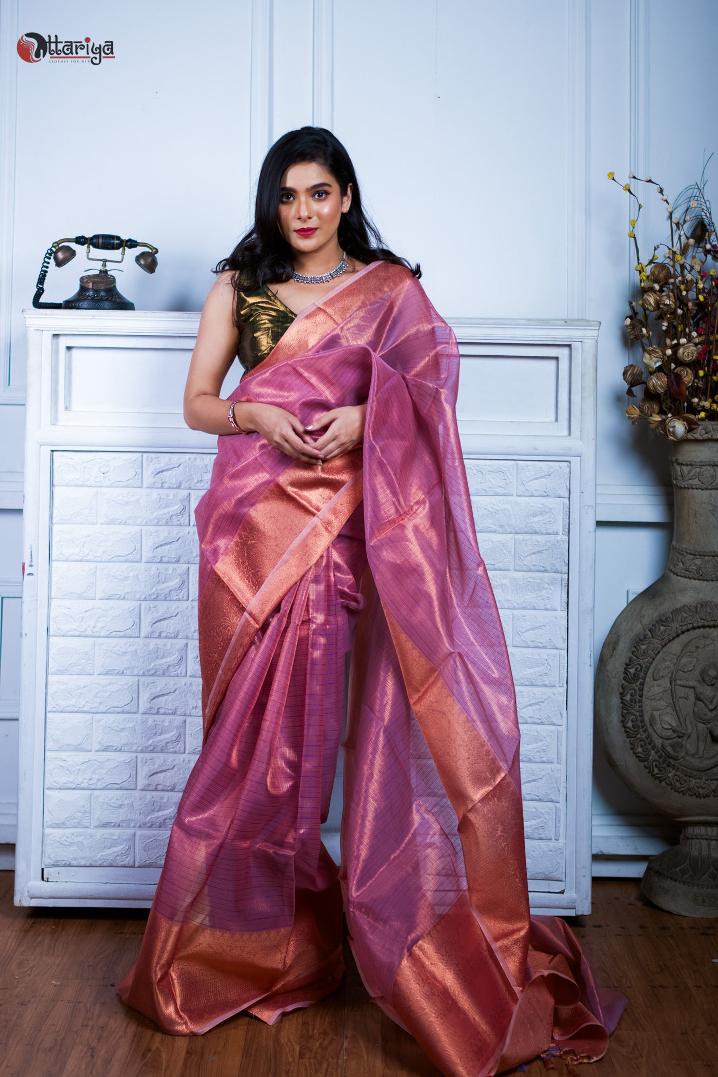 Opulent Orchid Mulberry Drape - Uttariya