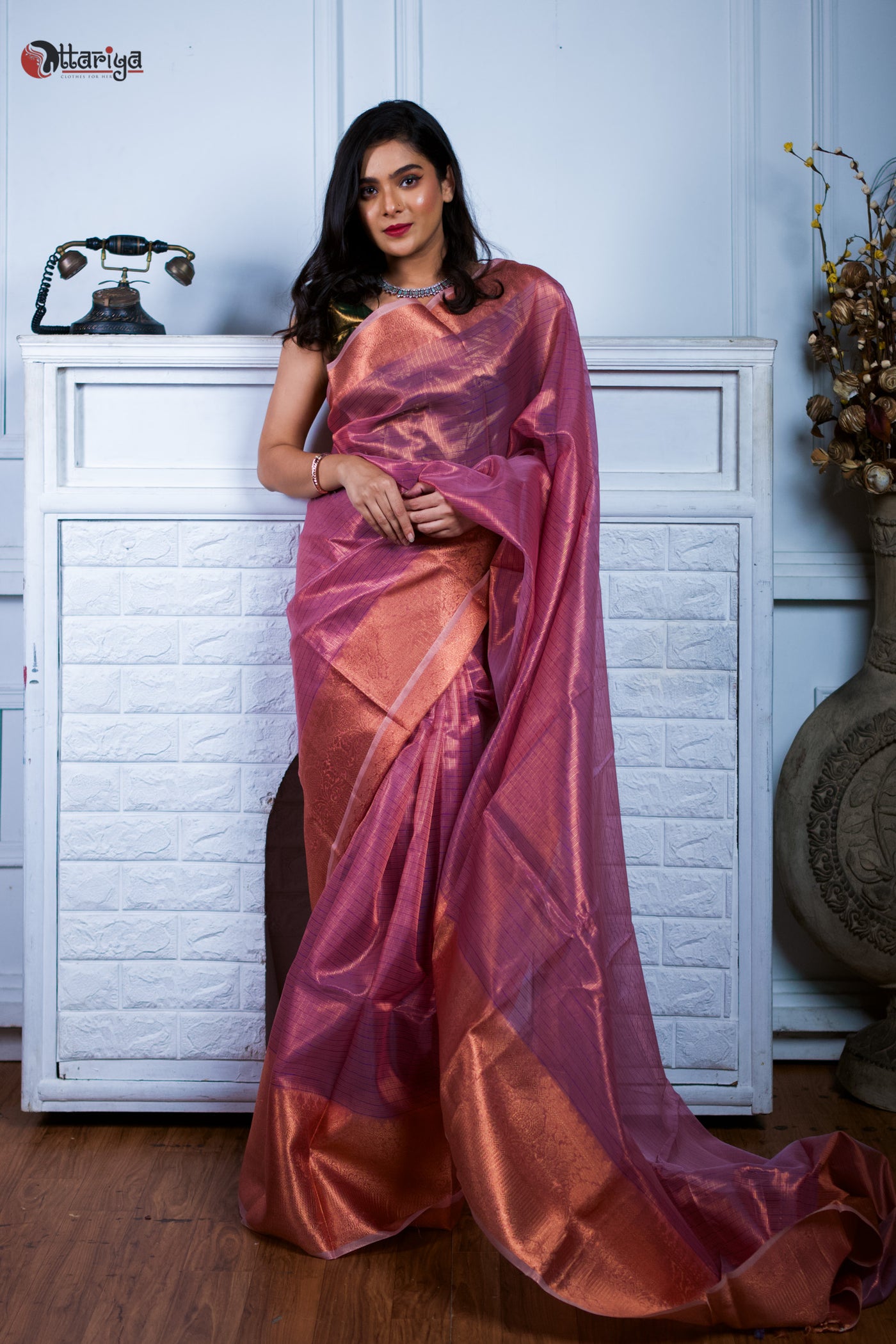 Opulent Orchid Mulberry Drape - Uttariya