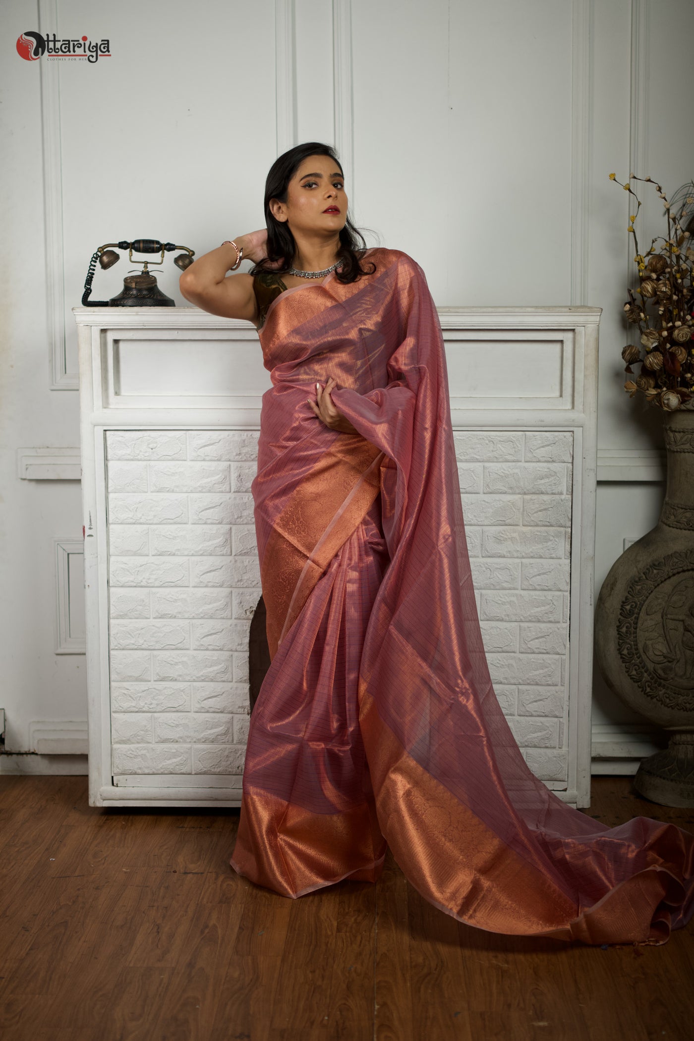 Majestic green Mulberry Saree - Uttariya