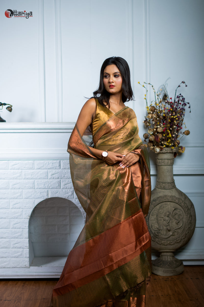 Majestic green Mulberry Saree