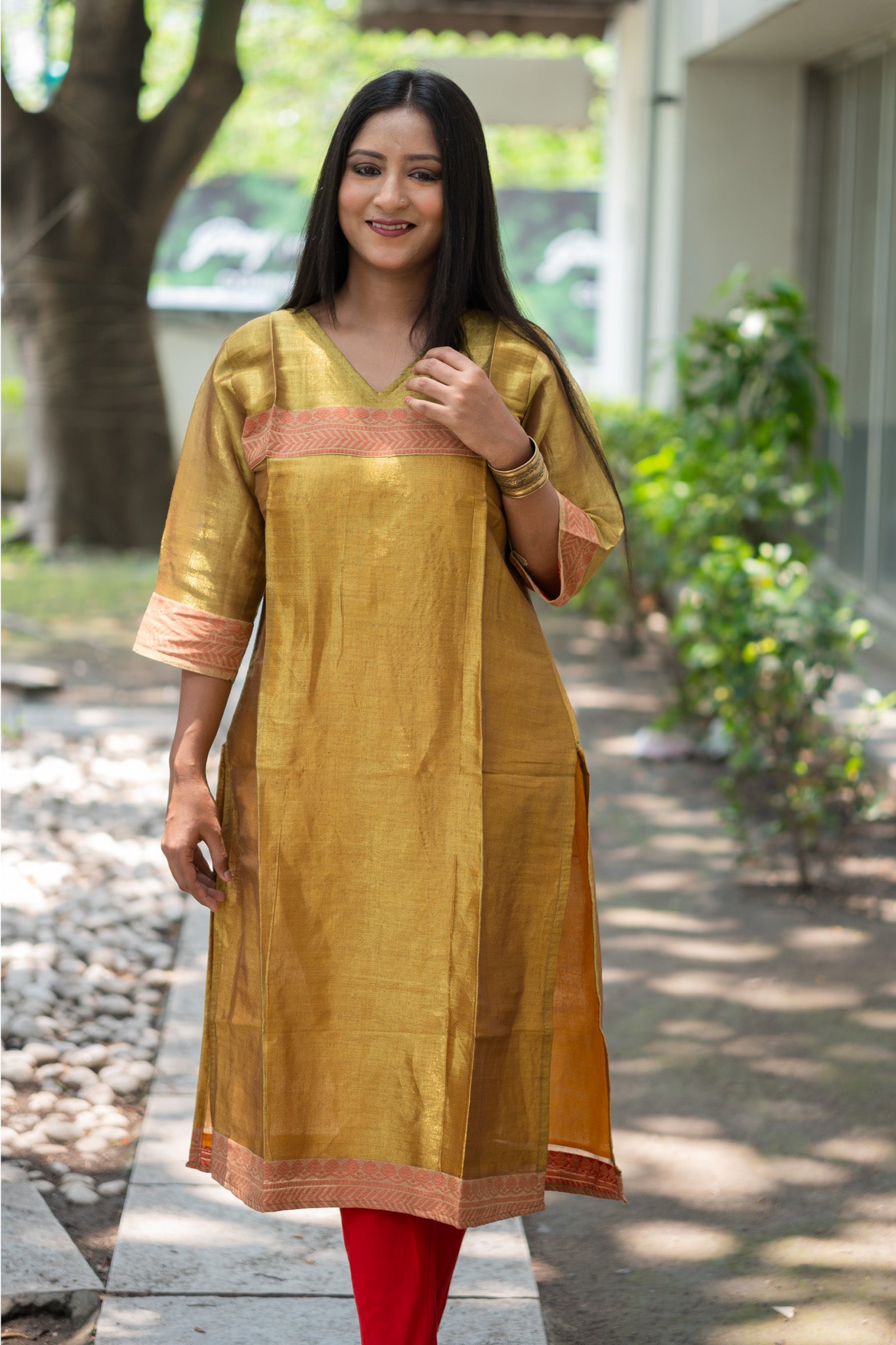 Neerja Gold Tissue Silk Kurta