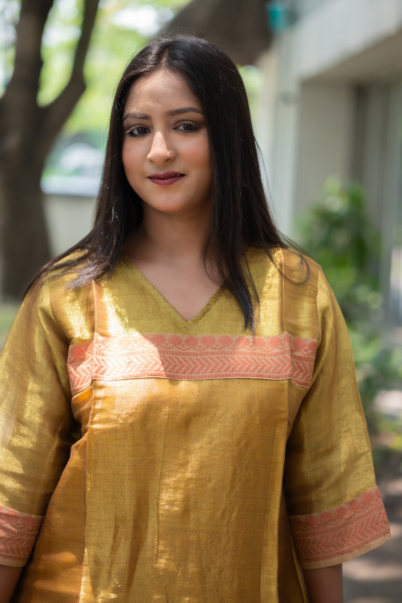 Praval Tissue Silk Kurta - Uttariya