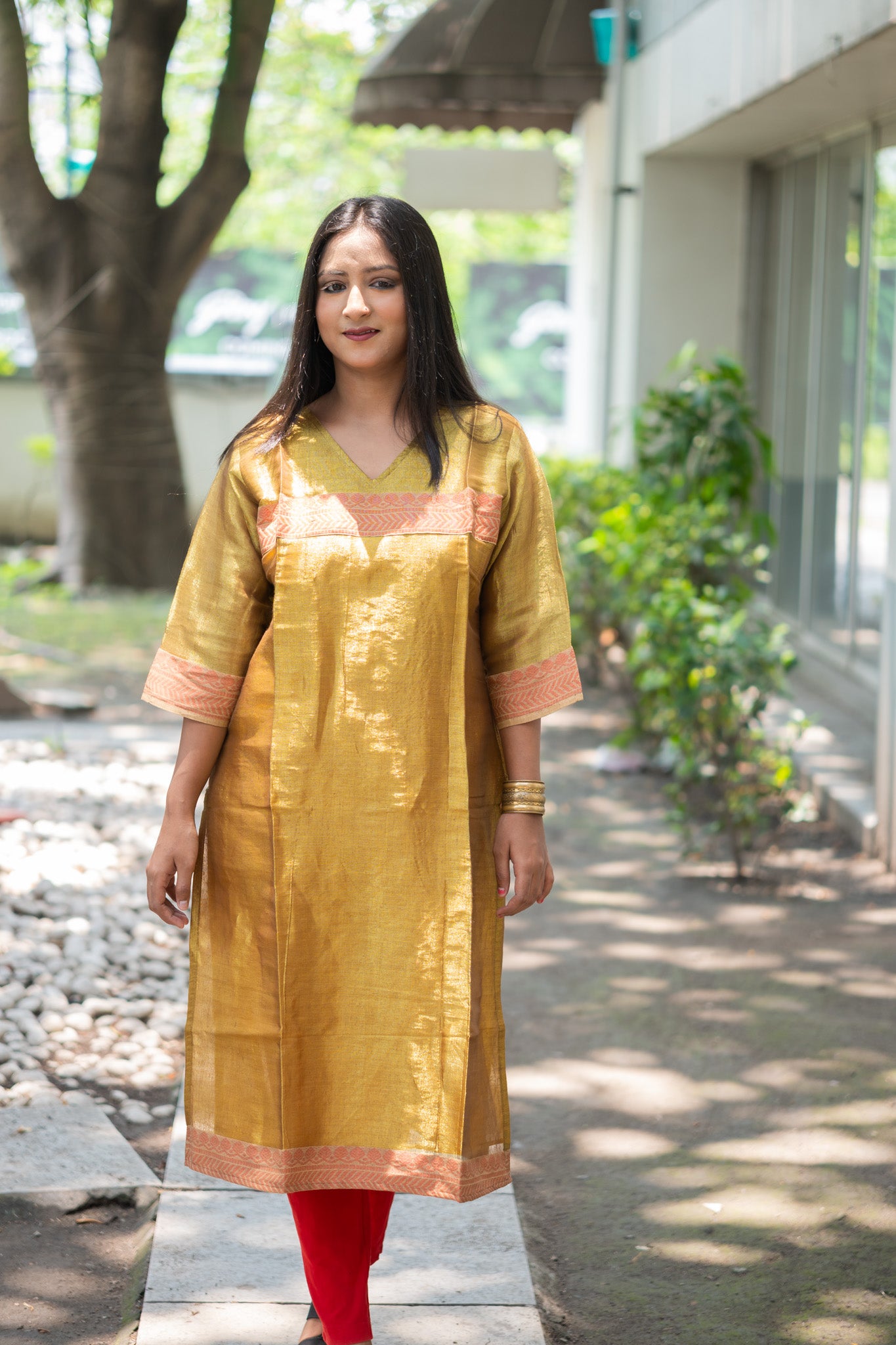 Praval Tissue Silk Kurta - Uttariya