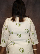 White Heartsong Ivory Embroidered Khadi Cotton kurta