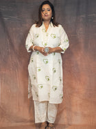 White Heartsong Ivory Embroidered Khadi Cotton kurta