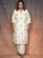 White Heartsong Ivory Embroidered Khadi Cotton kurta