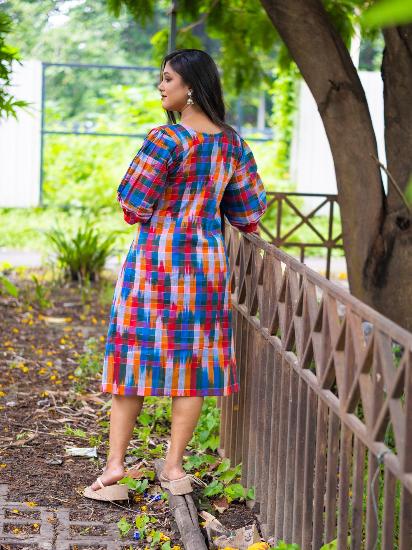 Fiesta Glow Handloom Cotton Gamcha Dress - Uttariya