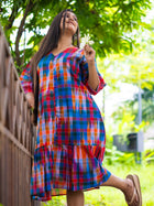 Fiesta Glow Handloom Cotton Gamcha Dress - Uttariya