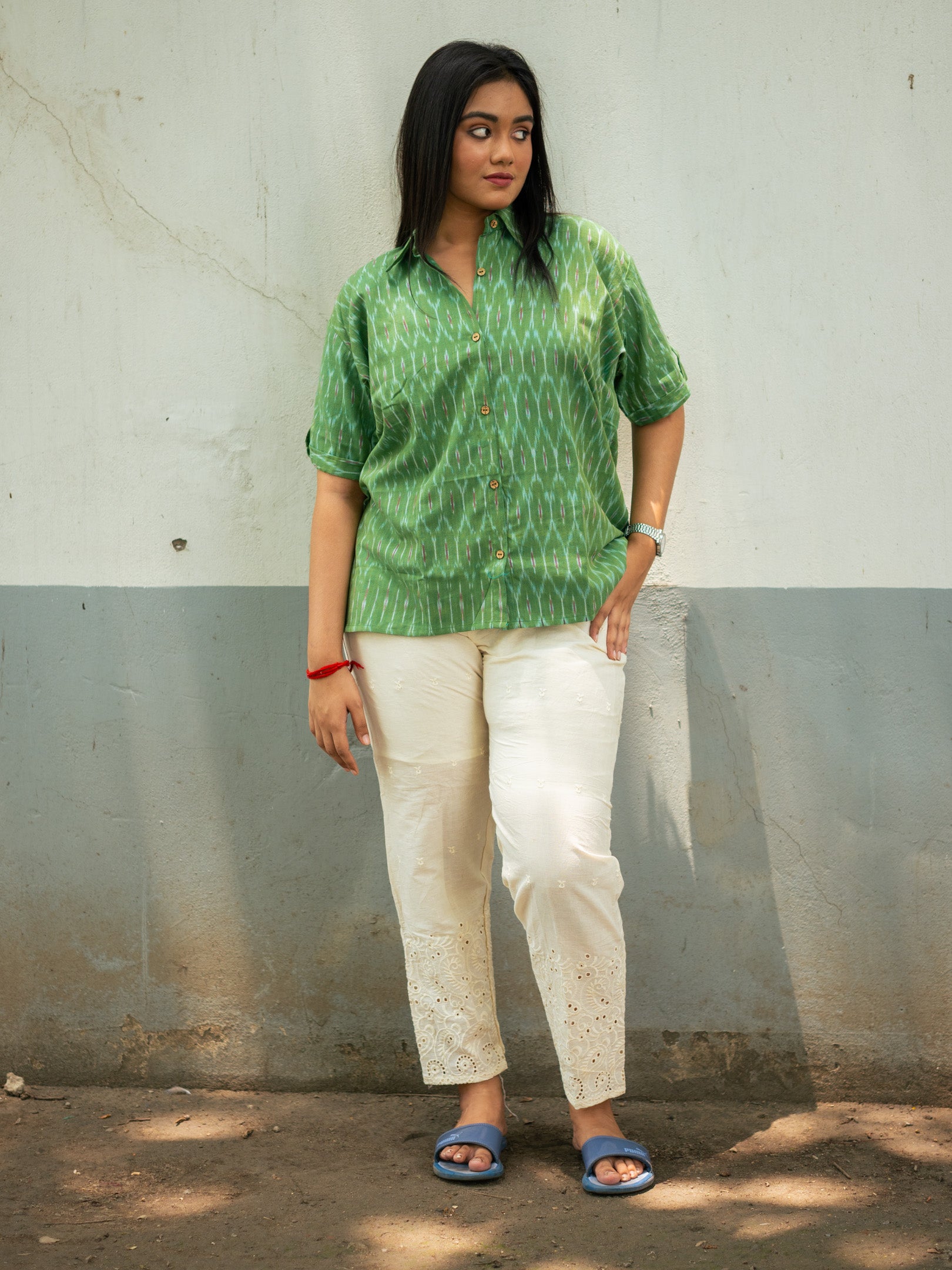 Ikkat Shirt with Khadi Pant