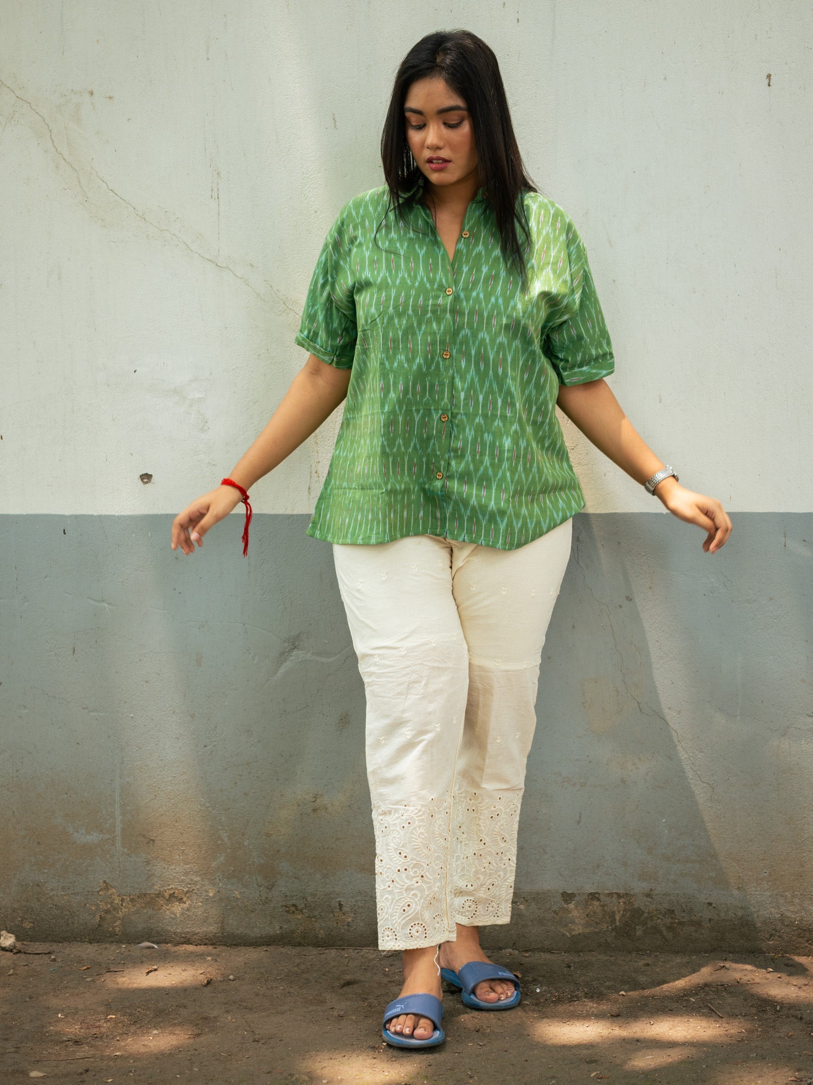 Ikkat Shirt with Khadi Pant