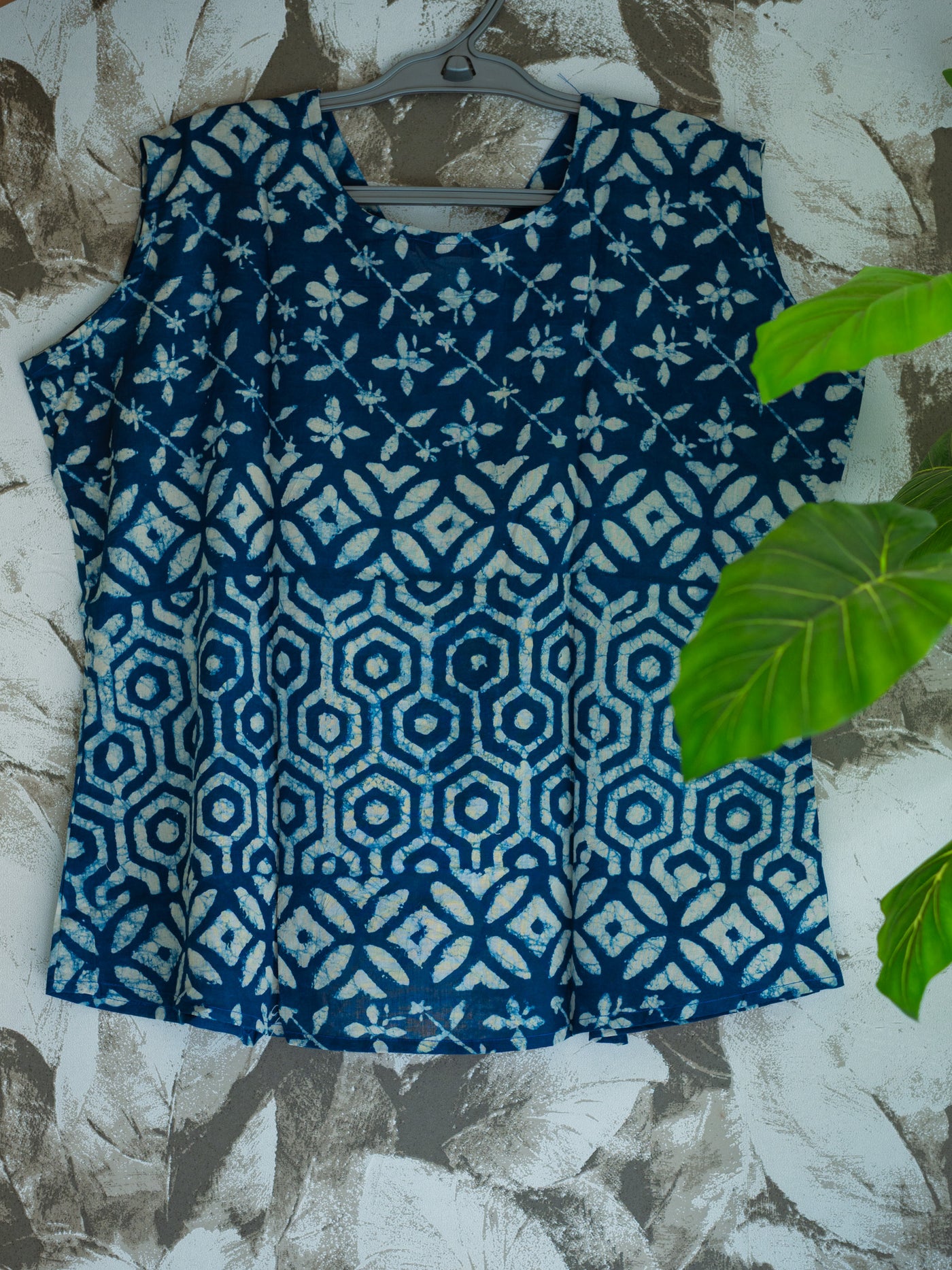 Indigo  Batik Sleeveless Cotton Top