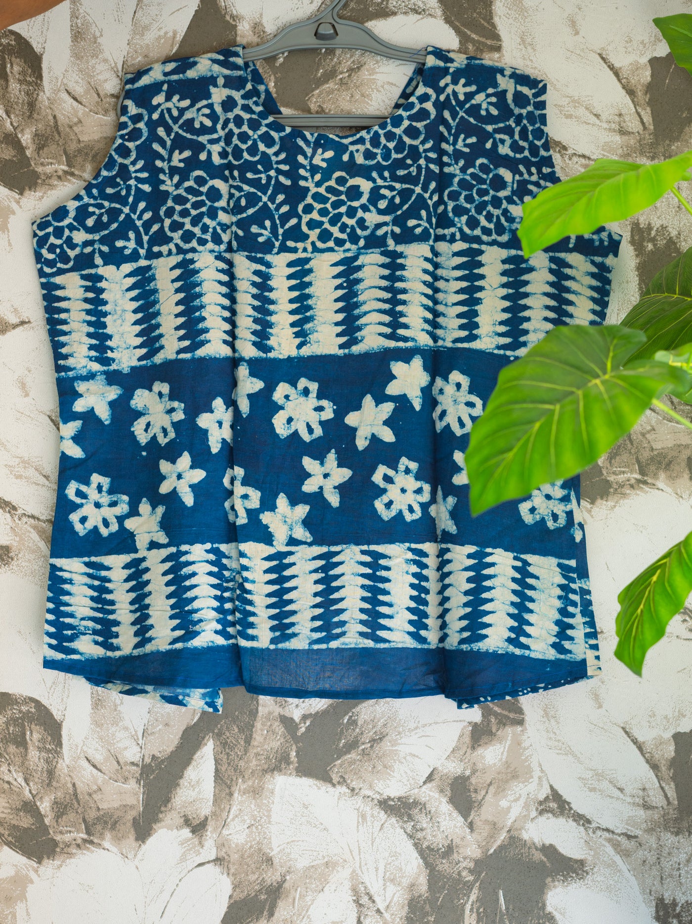 Indigo Handcrafted Batik Sleeveless Cotton Top