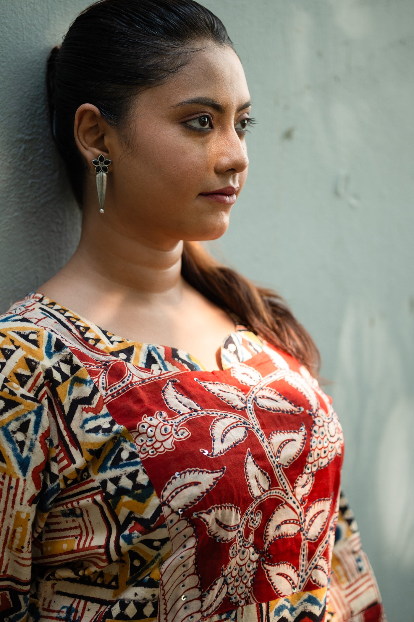 Kalamkari Designer Hand Block Cotton Dress - Uttariya
